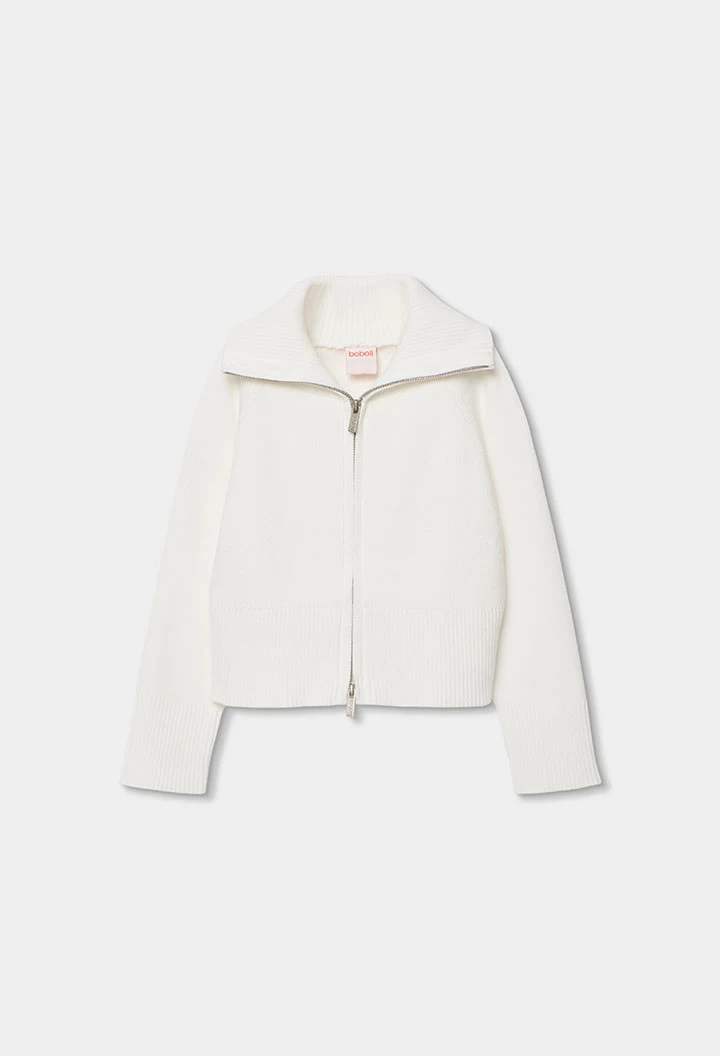 Veste fille en tricot blanc