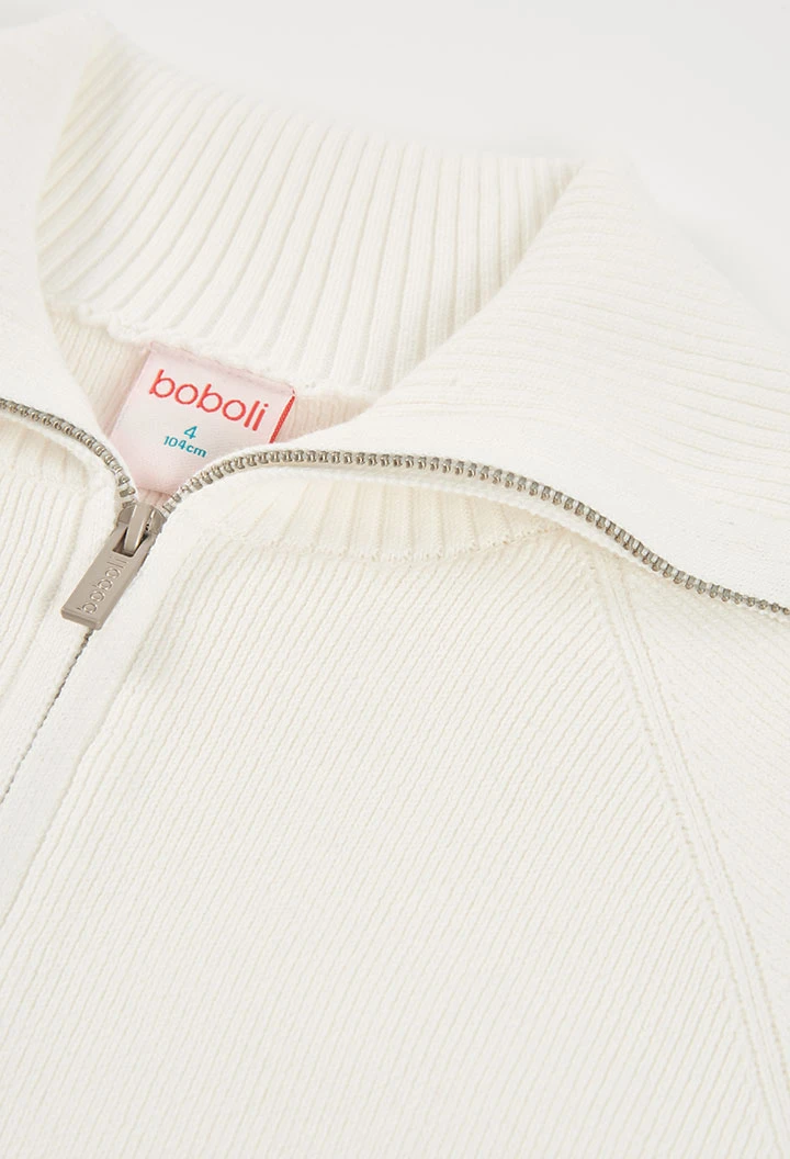 Chaqueta niña punto en blanco