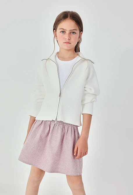 Strickjacke Mädchen in Weiß