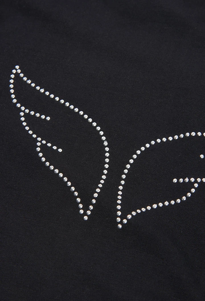 Maglietta in maglia bambina nera con messaggio