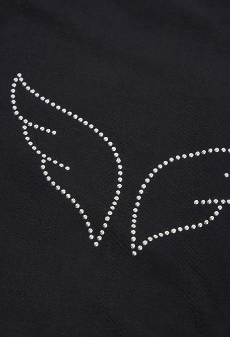 Camiseta punto niña negra con mensaje