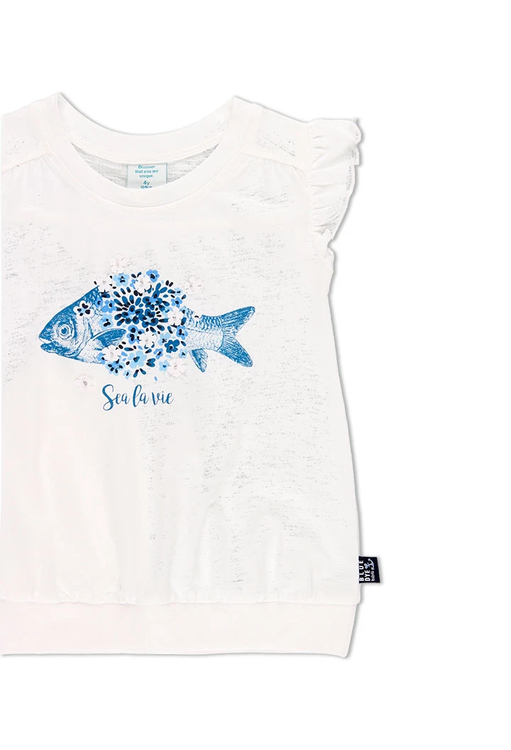 T-Shirt tricot flame "poisson" pour fille