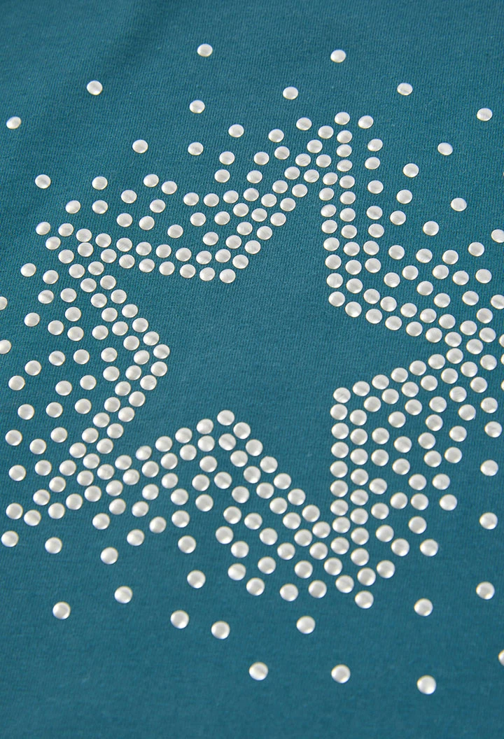 Camiseta punto niña verde con estrella de strass