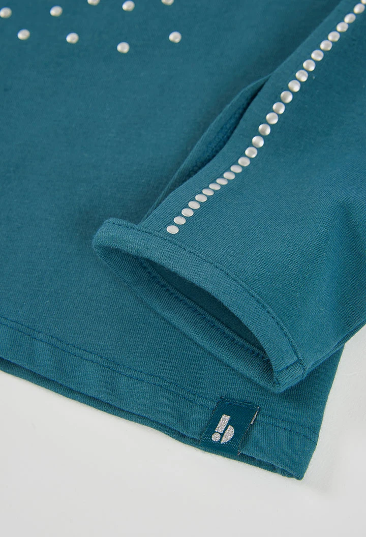 Camiseta punto niña verde con estrella de strass