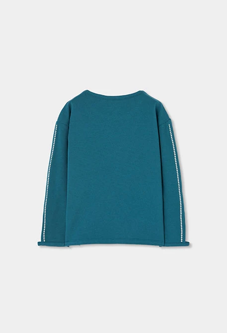 Maglietta in maglia bambina verde con stella di strass