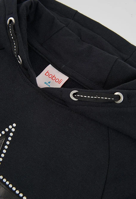 Vestito in spugna nero con stella e cappuccio