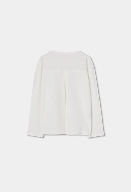 Maglietta in maglia da bambina bianca con borchie