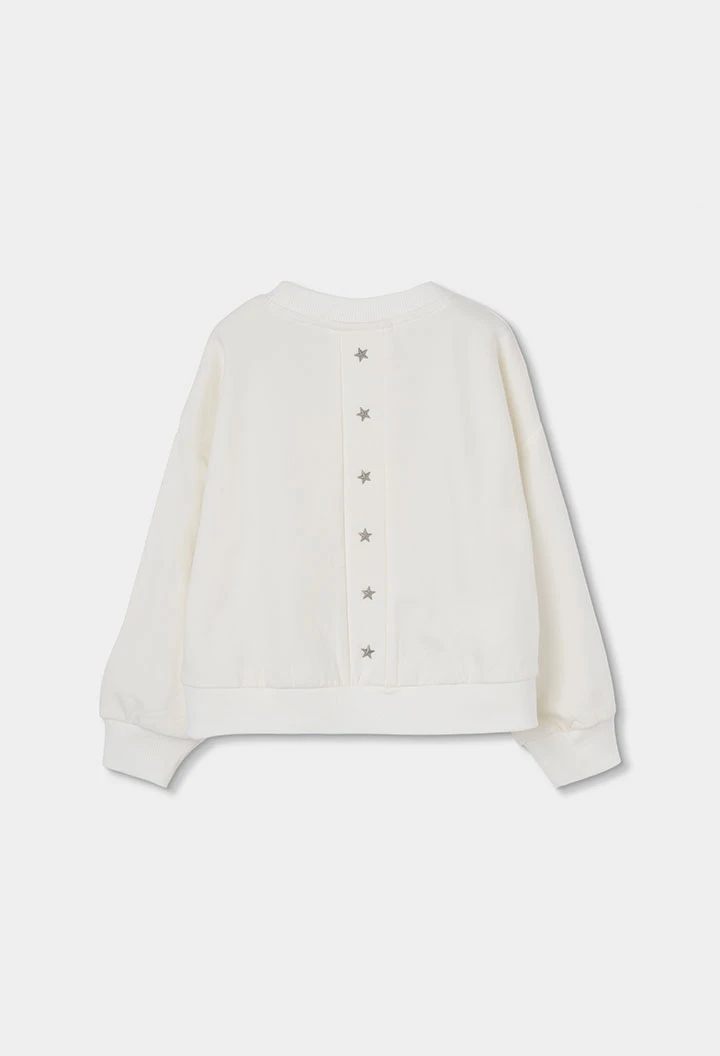 Sudadera felpa niña blanca con pliegues