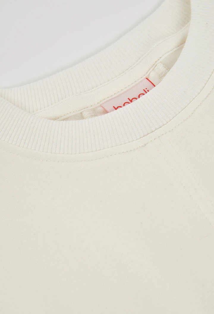 Sudadera felpa niña blanca con pliegues