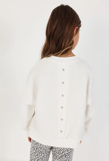 Sudadera felpa niña blanca con pliegues