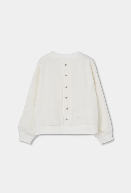 Sudadera felpa niña blanca con pliegues