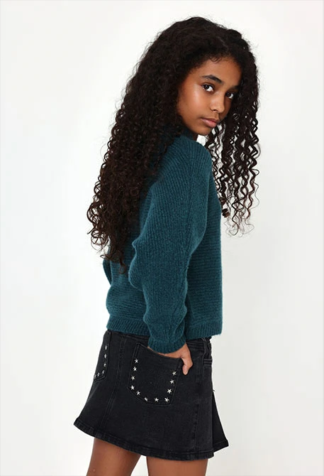 Falda denim negra con bolsillos