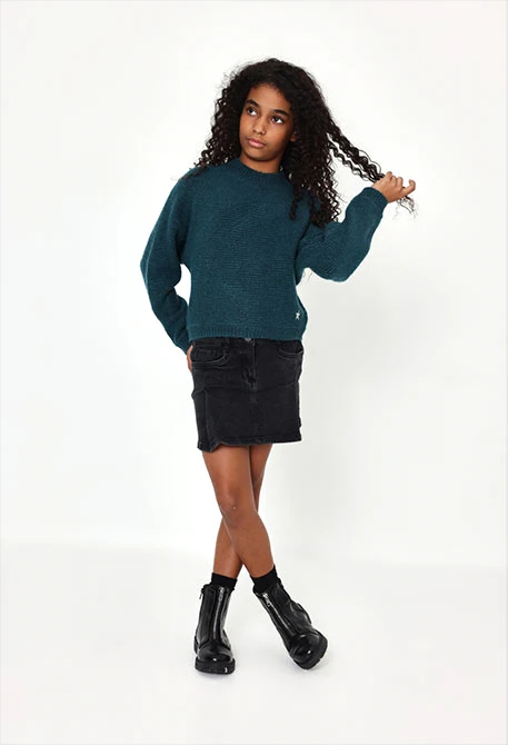 Black denim skirt with pockets