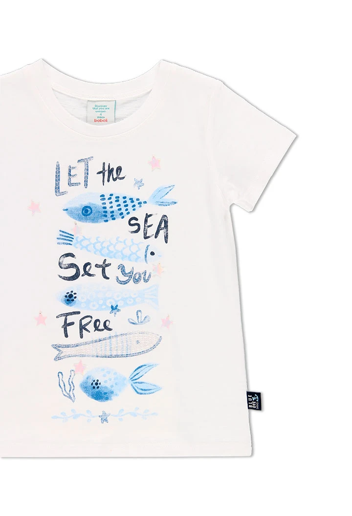 T-Shirt tricot flame "poissons" pour fille