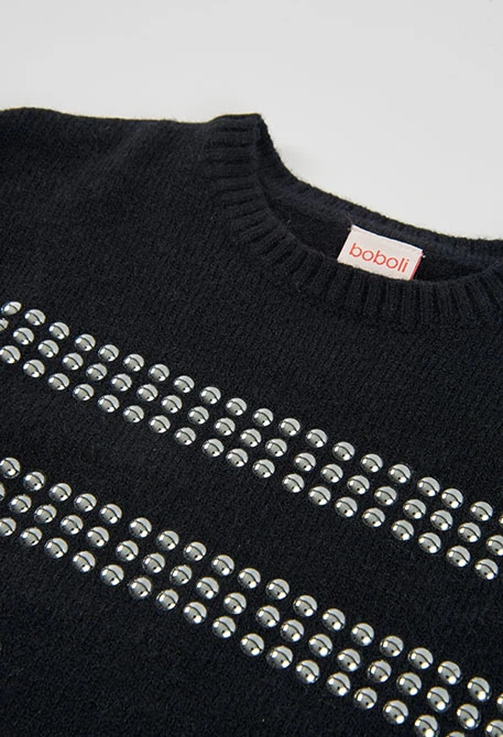 Black girls\' jumper with silver studs