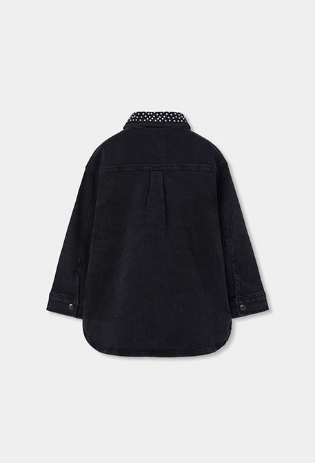 Vestido denim negro con cuello de lentejuelas