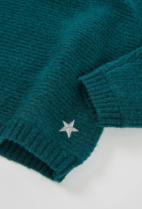 Pull fille vert avec étoile