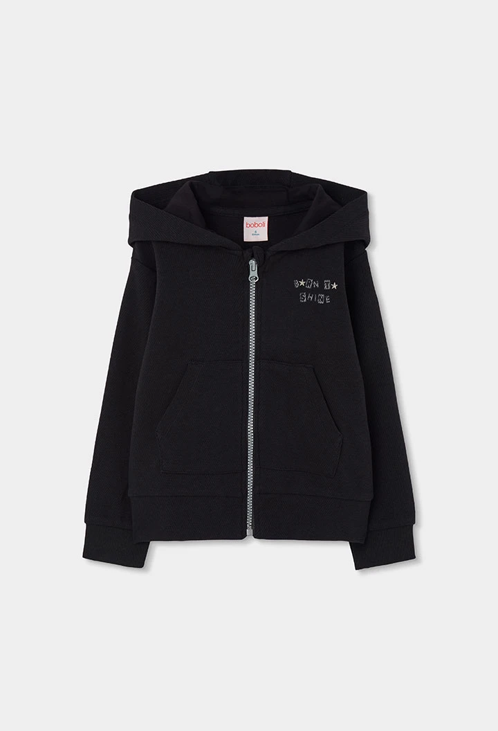Chaqueta punto niña negra con capucha