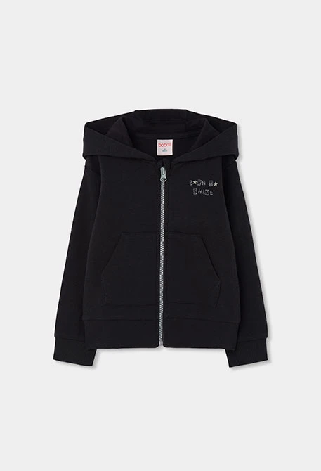 Chaqueta punto niña negra con capucha