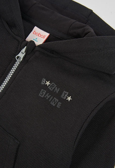 Schwarze Strickjacke mit Kapuze für Mädchen