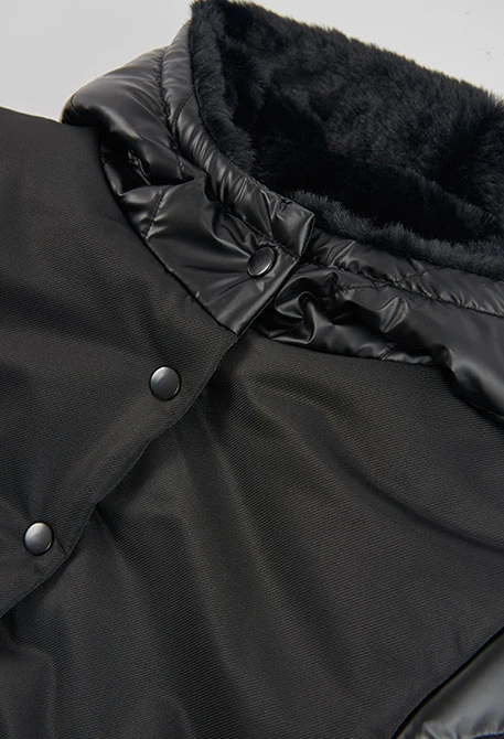 Parka en tissu technique fille noire à capuche