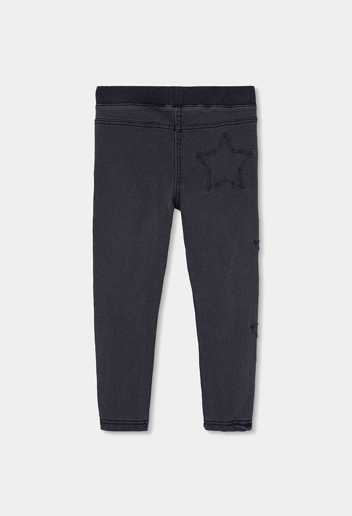 Pantalón denim niña negro con estrellas