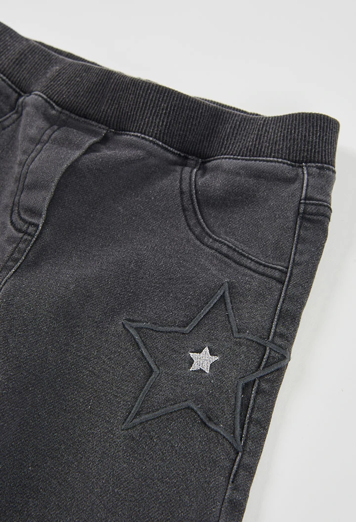 Pantalón denim niña negro con estrellas