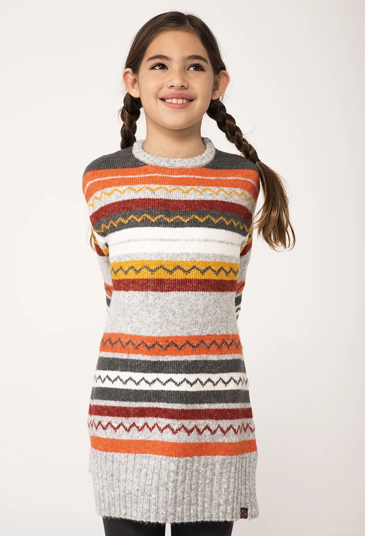 Vestido tricotosa jacquard de niña