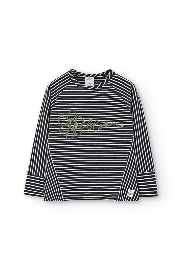 Stretch knit t-Shirt striped for girl