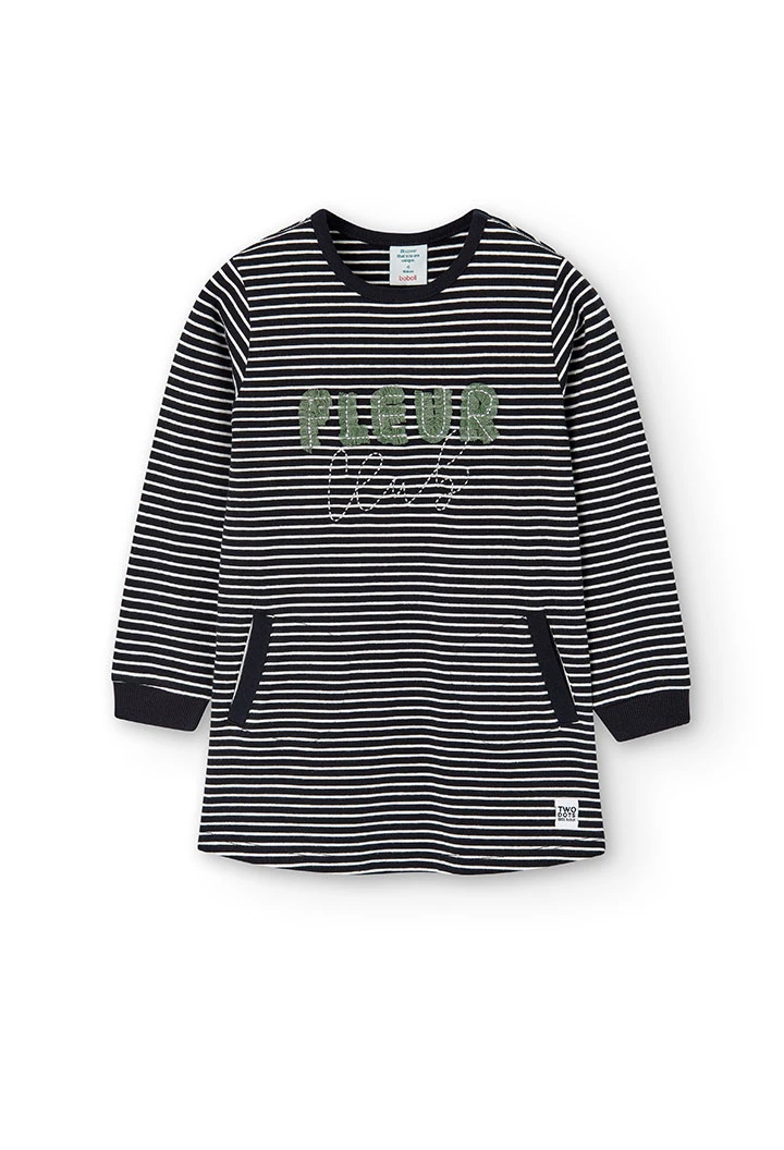 Knit stretch dress striped for girl