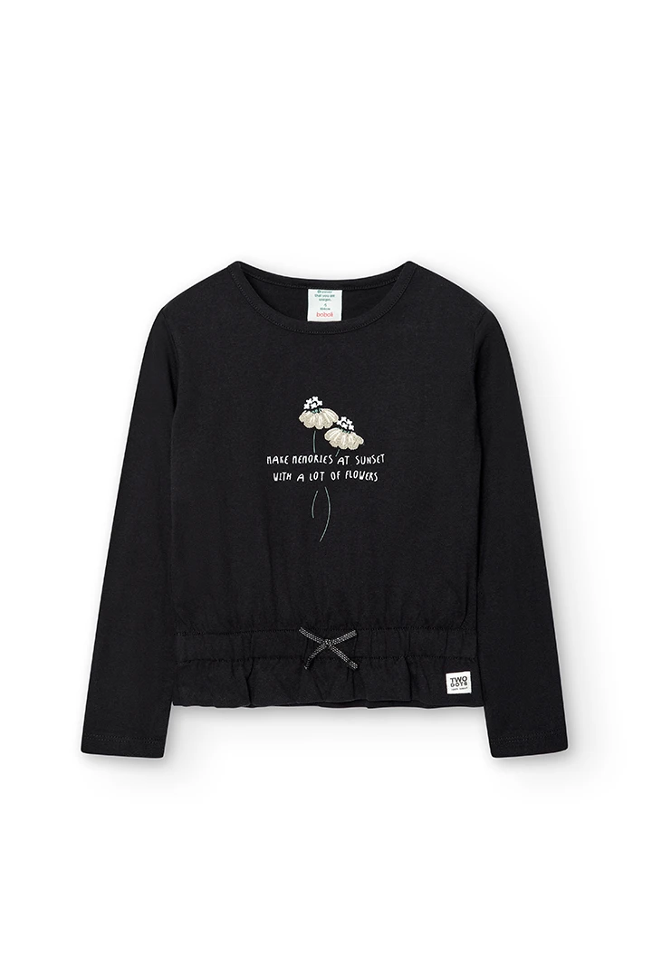 Camiseta punto de niña negro