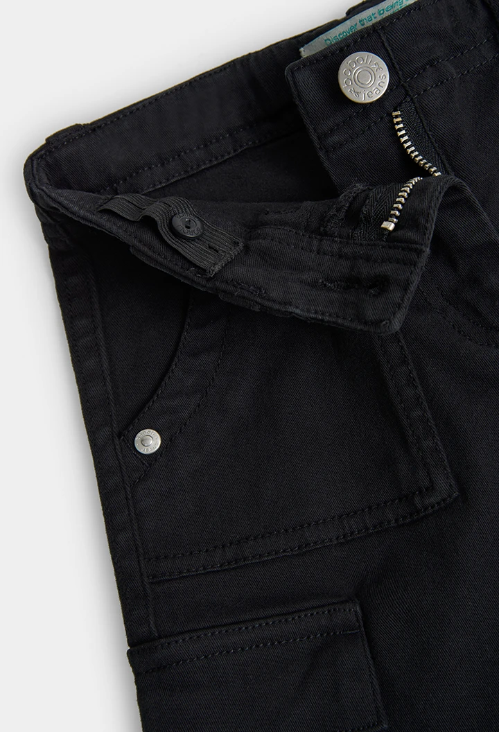 Pantalón sarga elástica de niña negro-BCI
