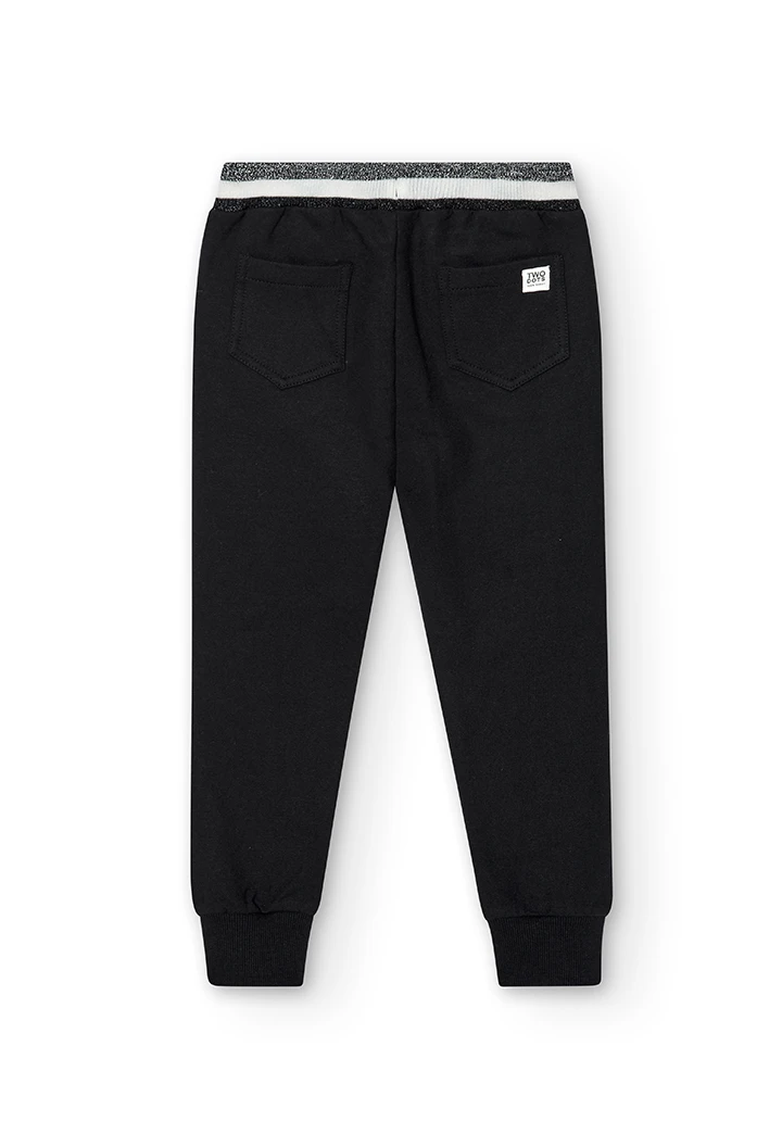 Pantalón felpa elástica de niña negro