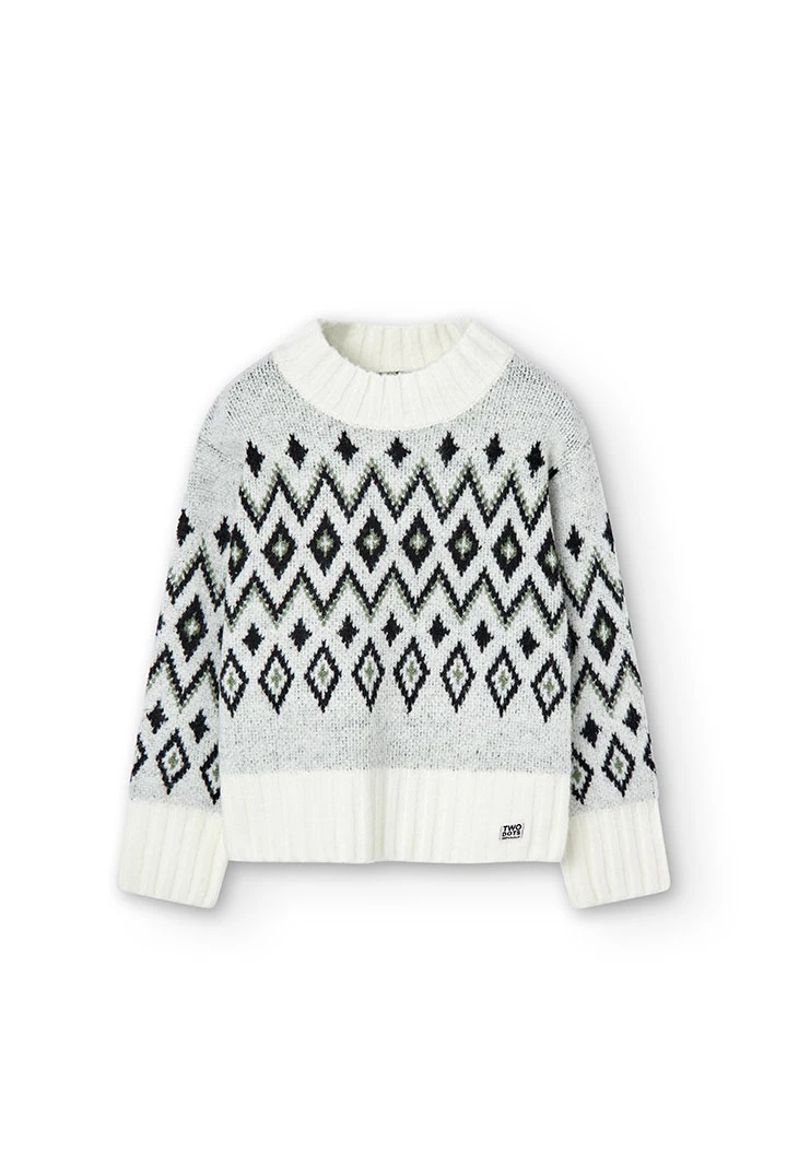 Pullover tricot jacquard para menina