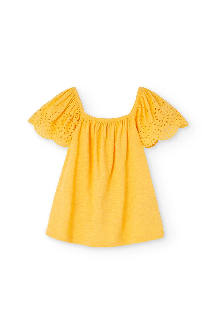 Strick-Shirt kombiniert, für Mädchen, in Farbe Gelb