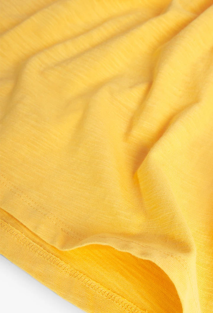 T-shirt à tricoté maille combinée pour fille, couleur jaune