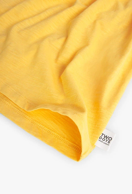 T-shirt à tricoté maille combinée pour fille, couleur jaune