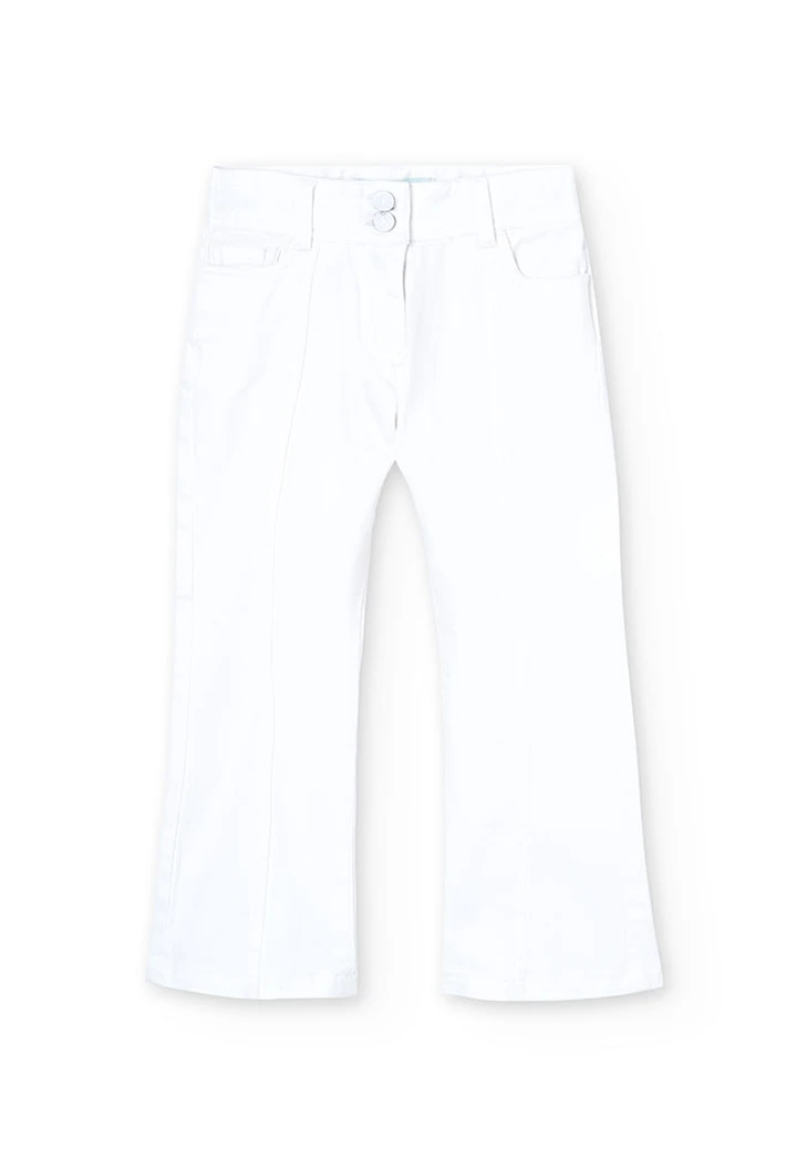 Pantalon en sergé élastique pour fille, blanc