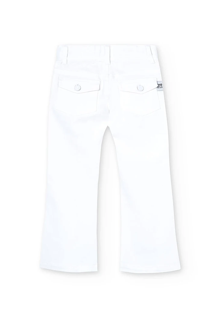 Pantalon en sergé élastique pour fille, blanc