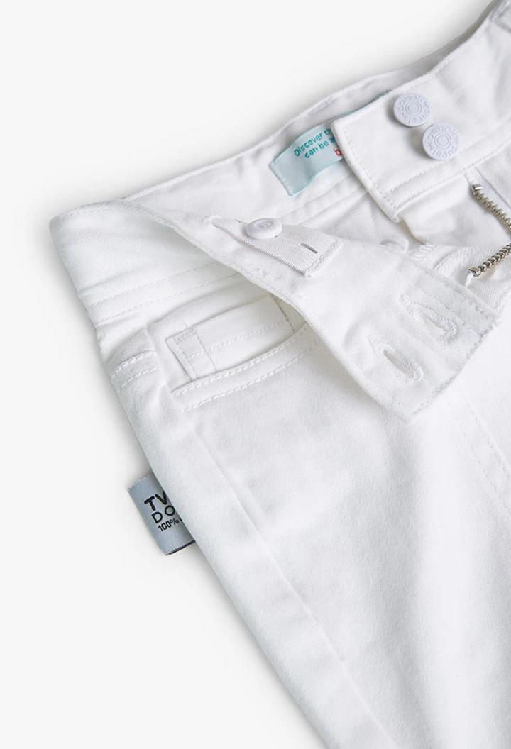 Pantalon en sergé élastique pour fille, blanc