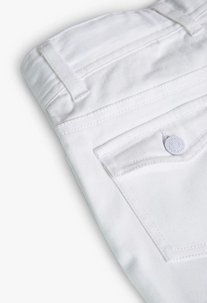 Pantalon en sergé élastique pour fille, blanc