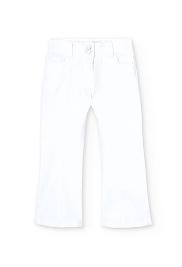 Girls\' white stretch twill trousers