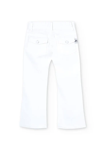 Girls\' white stretch twill trousers