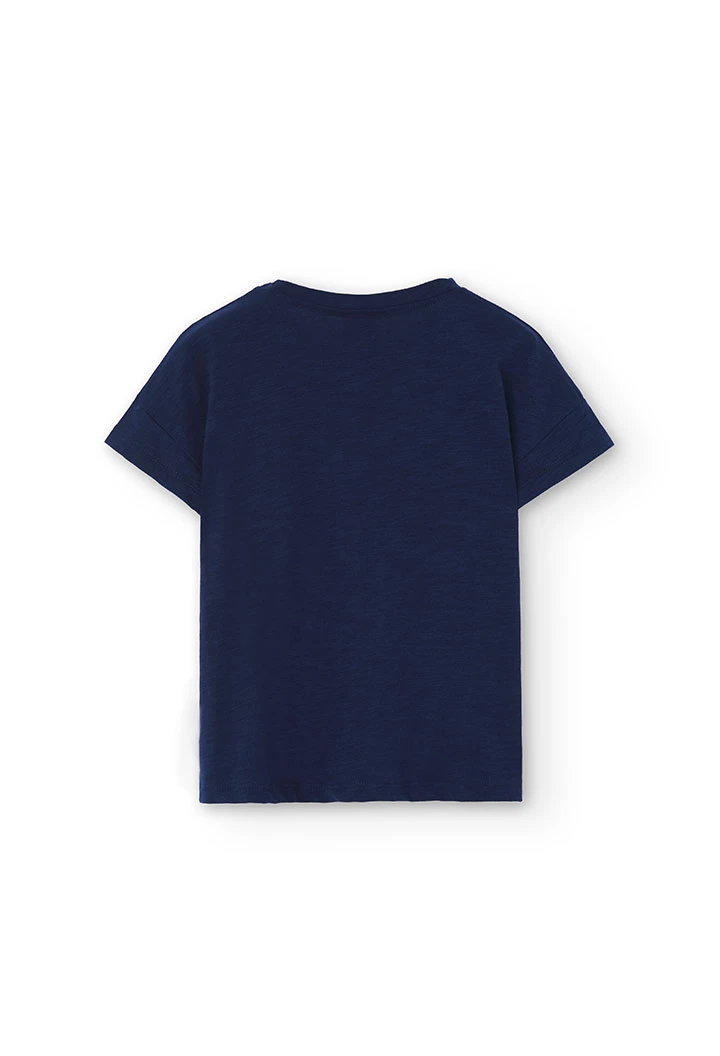 Strick-Shirt Flamé, für Mädchen in Farbe Marineblau