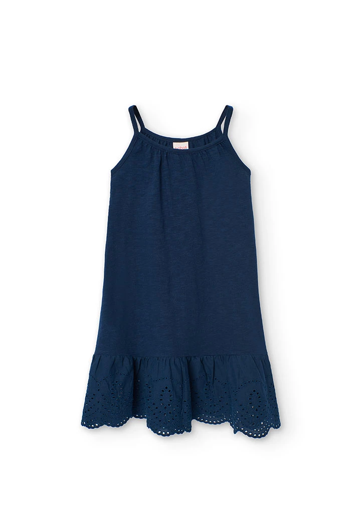 Strick-Kleid kombiniert für Mädchen, in Marineblau