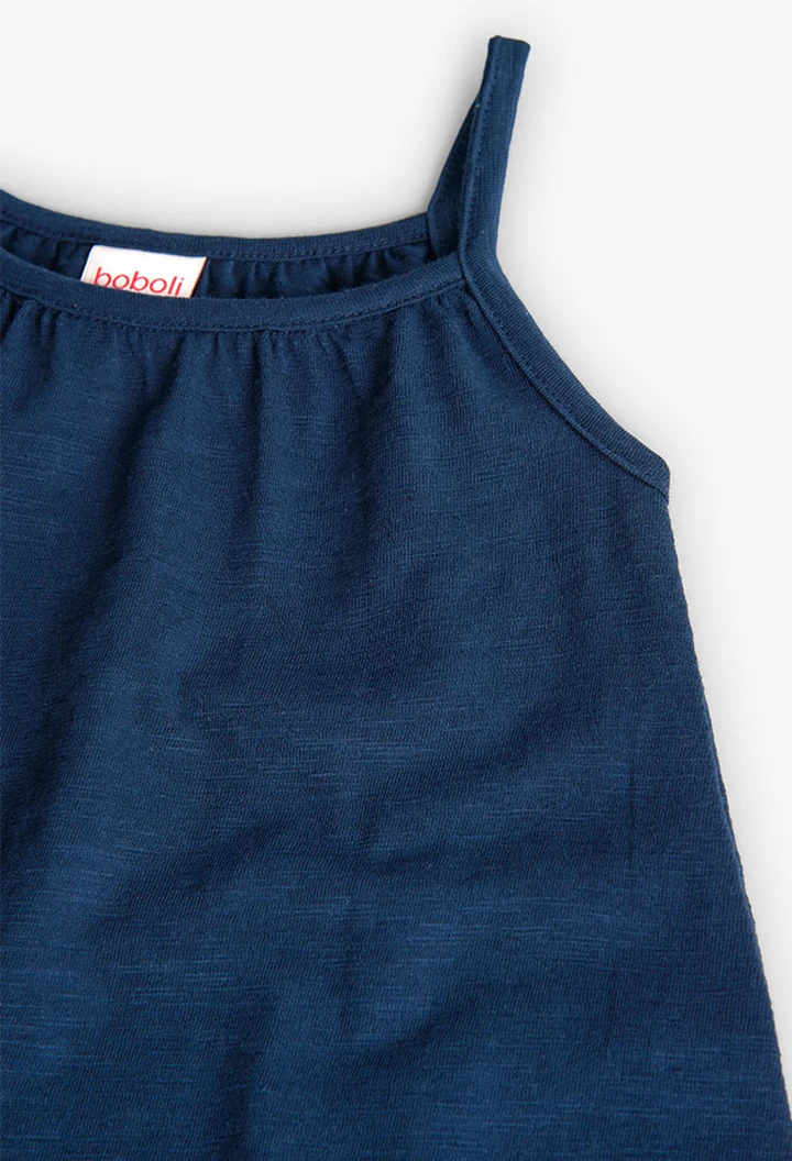 Robe maille combinée bleu marine pour fille