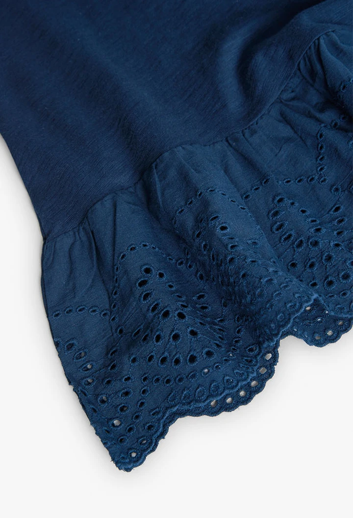 Robe maille combinée bleu marine pour fille