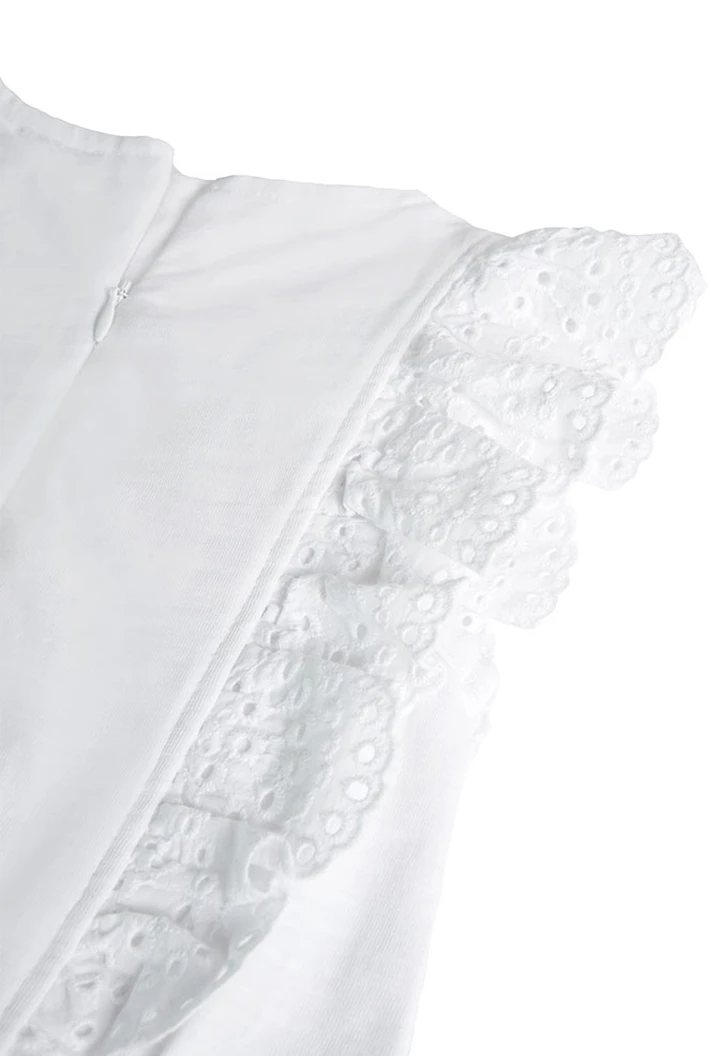 Combinaison fille en tricot flammé blanc