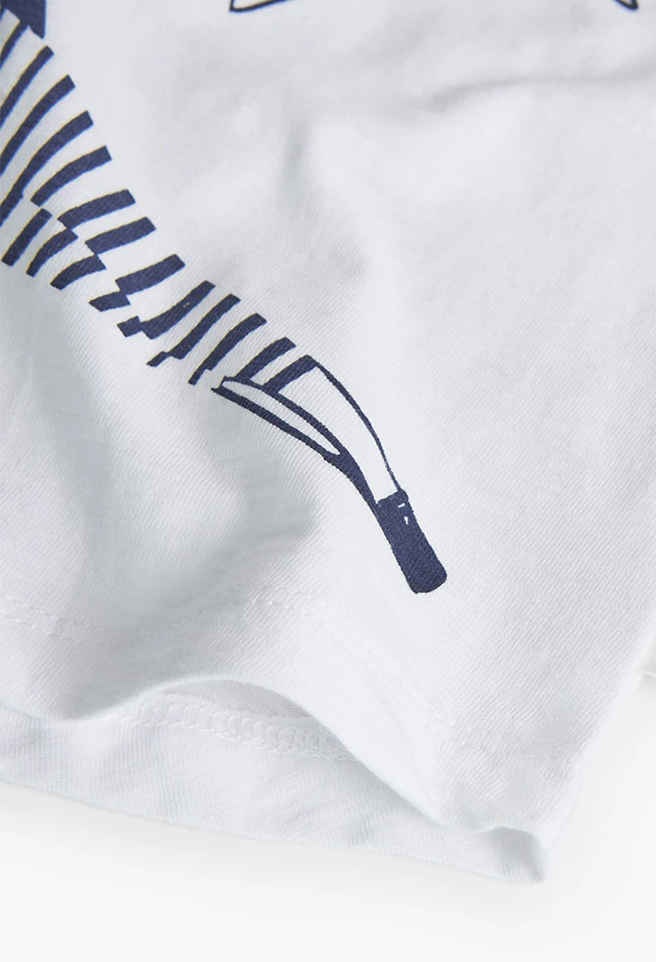 T-shirt à tricoté maille combinée pour fille, couleur blanche