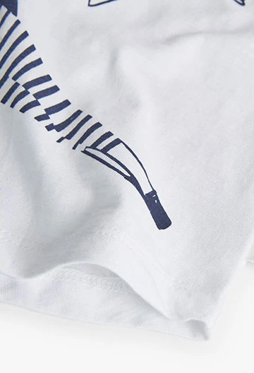 Camiseta de punto combinada de niña en color blanco